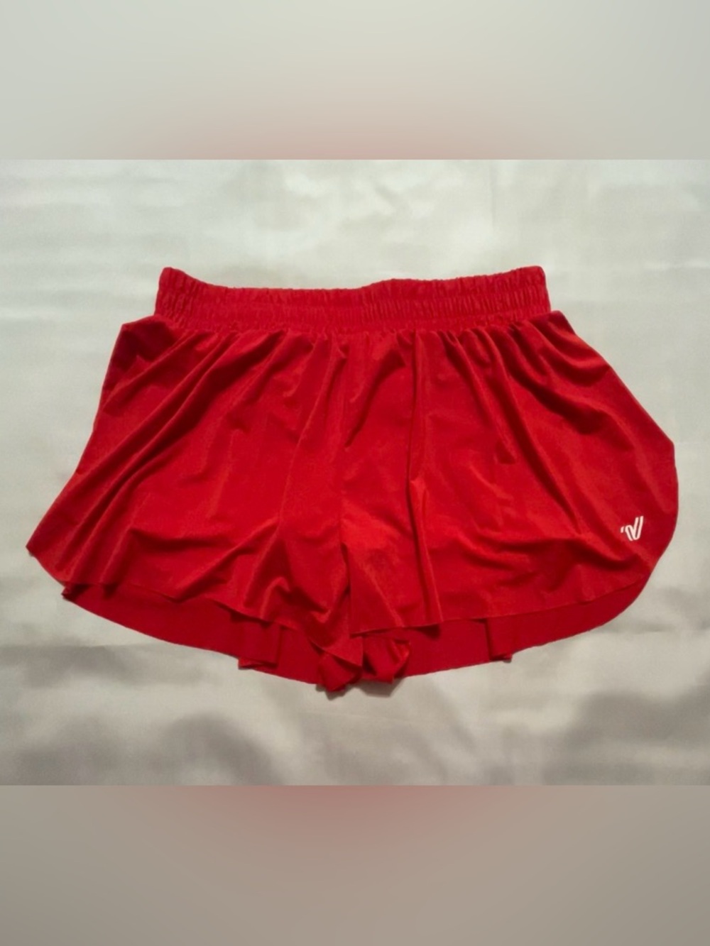 Varsity Red Women's Athletic Shorts with Overlay